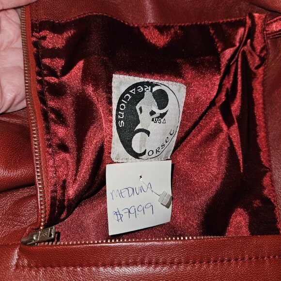 Burgundy Wine Lambskin Leather Micro mini skirt S/M - Picture 4 of 15